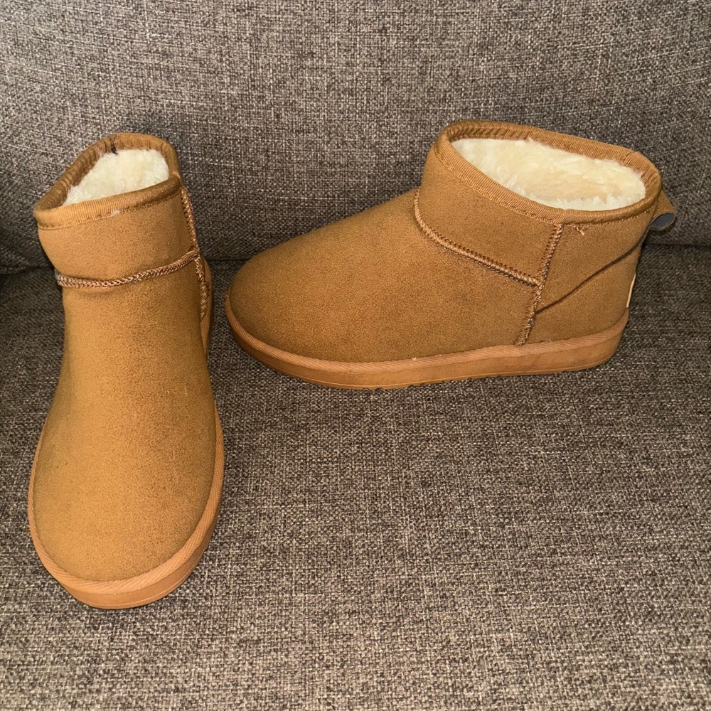 Brown suede ankle boots